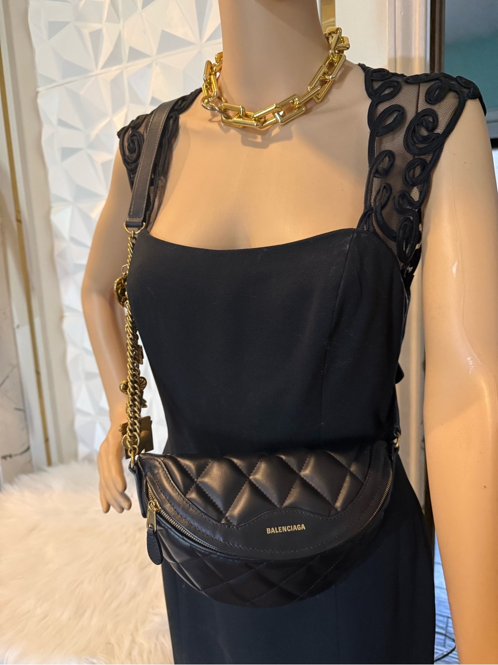 Balenciaga Quilted Leather Waist Bag Rare Find Excellent Condition Made in Italy